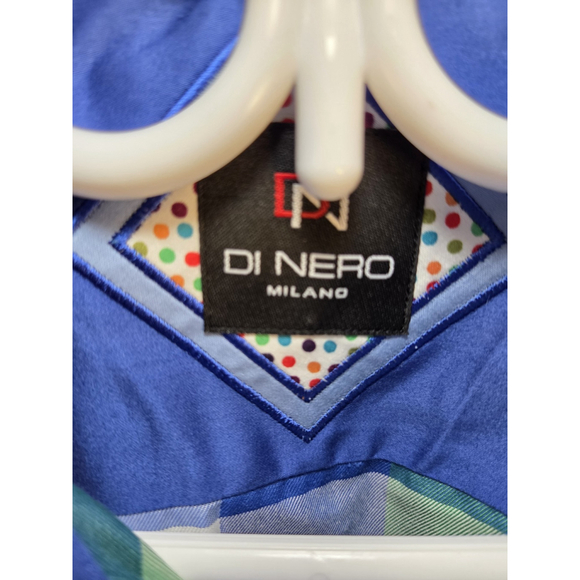 Di Nero Milano Men Long Sleeves Shirt XL Squared Pattern Pre-Owned - Picture 2 of 10